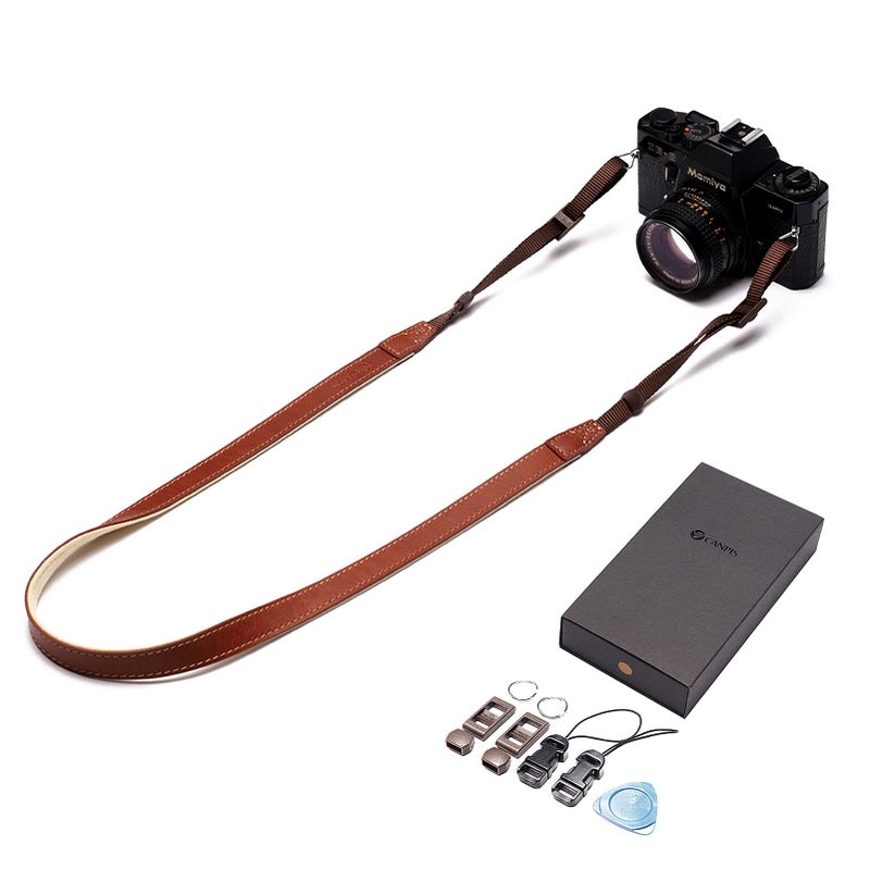 CANPIS CP008 Camera Shoulder Neck Strap compatible with Canon Nikon Leica Fuji Sony Olympus etc. Brown Color, Adjustable Length, Slim with Flocking Comfortable Pad - Image 5